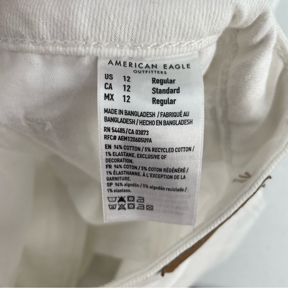 NWT American Eagle White Stretch Denim 5 Pocket Mom Jeans Casual Cotton Blend - Picture 13 of 13